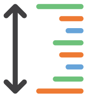 illustrated icon showing arrow measurement